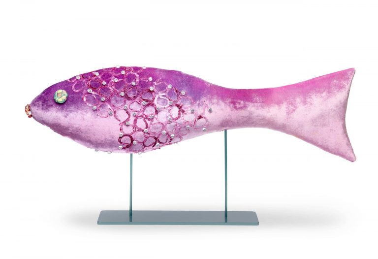 Skulptur „Pink Joyful Fish“